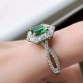 thumbnail image 3 of Lakshya Jewel LLC Asscher Cut Lab Created Green Emerald 14K White Gold Finish Women's Engagement Ring, 3 of 5