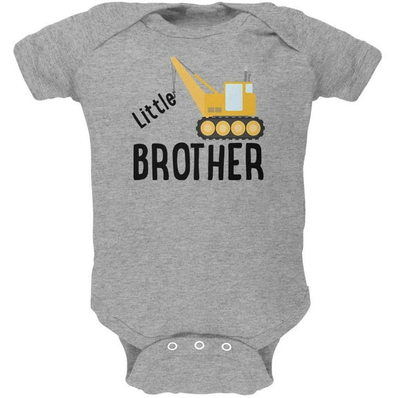 Little Brother Construction Truck Crane Soft Baby One Piece Heather 3-6 M