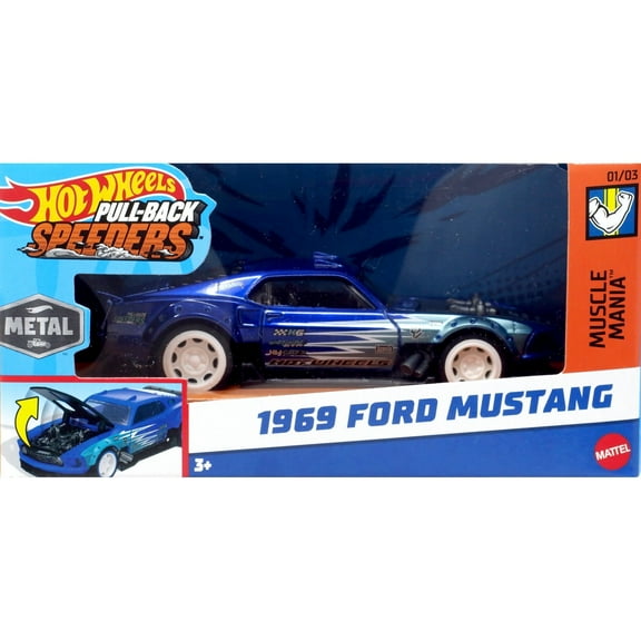 Hot Wheels Muscle Mania 1969 Ford Mustang Diecast Pull-Back Car