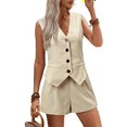 thumbnail image 2 of V-Neck Button-Decorated Vest Shorts Short Two-Piece Suit XL, 2 of 7