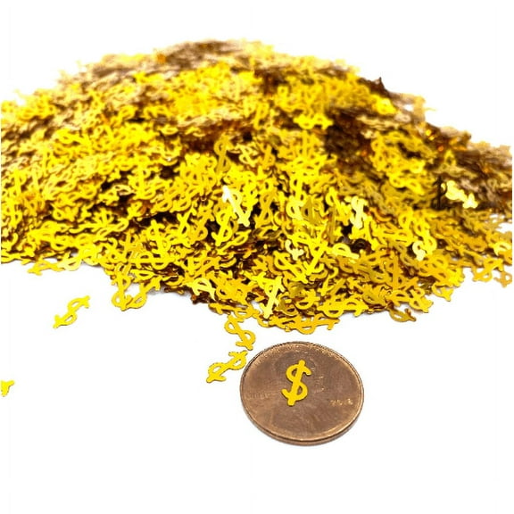 Gold Dollar Sign Shape Glitter Confetti (1oz = 28g)