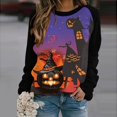 thumbnail image 2 of Chandail d'Halloween pour Femmes Manches Longues Décontracté Imprimé Citrouille Chandail en Molleton, 2 of 5