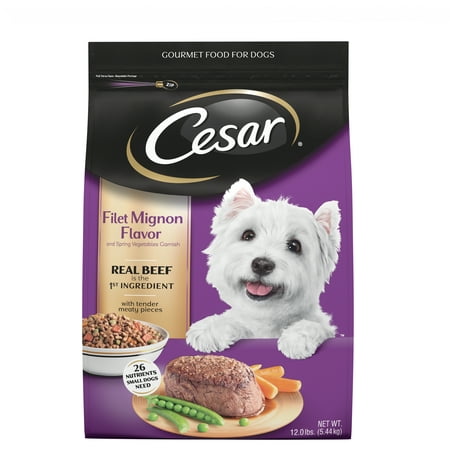 Cesar Small Breed Dry Dog Food Filet Mignon Flavor with Spring Vegetables Garnish, 12 lb.