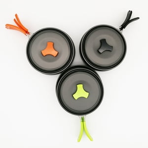 WEUVEB 8Pcs Ensemble de cuisine noir léger pour cuisiner en plein air avec et bol
