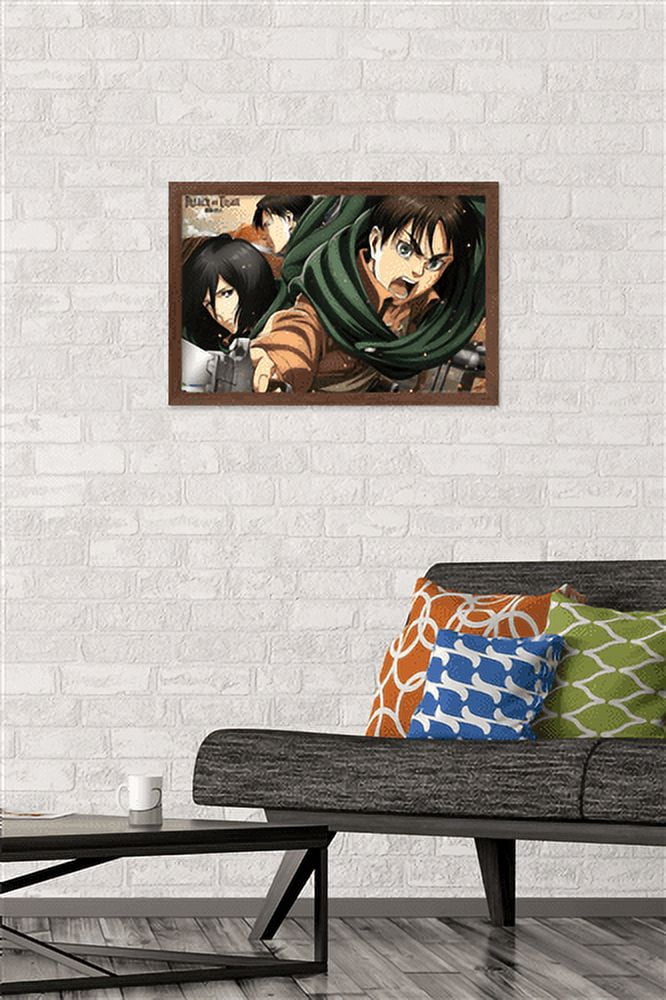 Attack on Titan: Season 2 - Intense Wall Poster, 14.725" x 22.375", Framed
