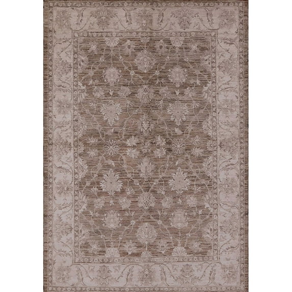 Ahgly Company Indoor Rectangle Mid-Century Modern Khaki Rose Pink Oriental Area Rugs, 5' x 8'