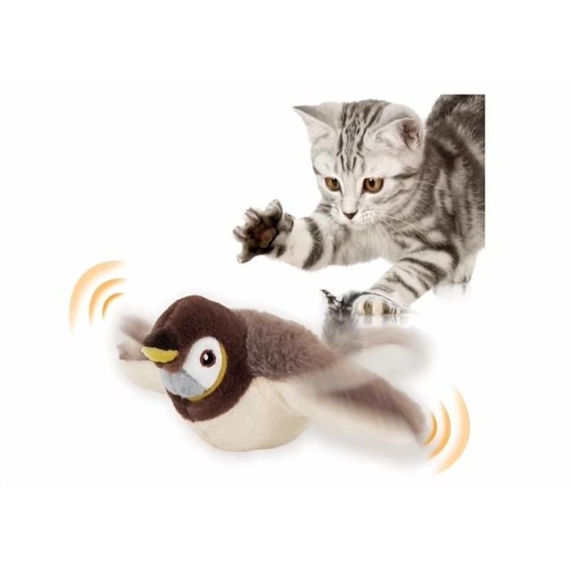 Flying Bird for Cat, Interactive Flapping Bird Cat Toy, Simulated Chirping Bird Cat Toy, Chirping Bird Cat Toy