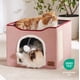 thumbnail image 5 of Cama para gatos Bedsure Cat Cave para gatos de interior con almohadilla para rascar, rosa, 5 of 6