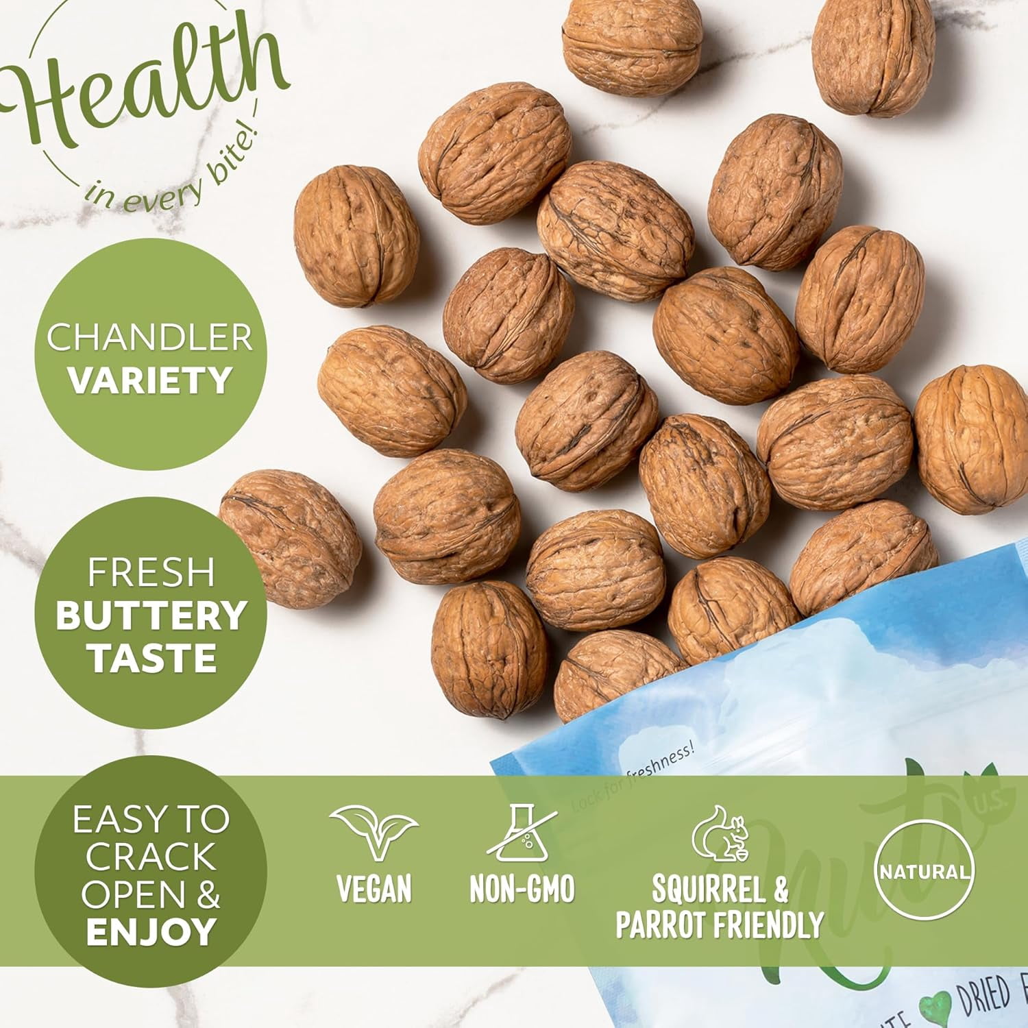 Jumbo Walnuts - In the Shell all  Natural - 3 lb - nuts n more