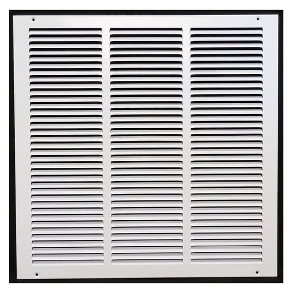 18'' x 18'' [Duct Opening] Flat Stamped Steel Return Air Grille - Sidewall and Ceiling - HVAC Vent Duct Cover - White [Outer Dimensions: 19.75''w X 19.75''h]