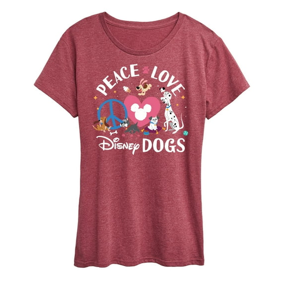 Disney Classics - Cats & Dogs - Peace Love Disney Dogs - Women's Short Sleeve Graphic T-Shirt