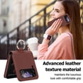 thumbnail image 4 of TECH CIRCLE for Samsung Galaxy Z Flip 4 Case with Card Slot Ring Holder,Premium PU Leather Back Cover All-Round Protection Protective Phone Case for Galaxy Z Flip 4 5G 6.7 inch 2022,Brown, 4 of 7