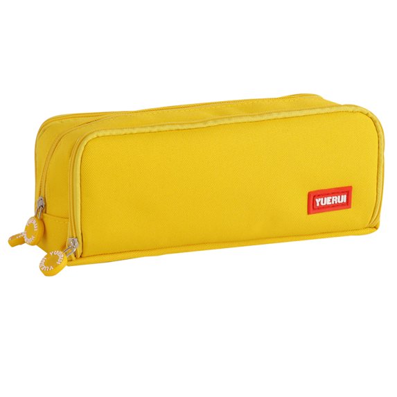 Large Pencil Case 3 Compartments Pencil Pouch Big Capacity Pencil Bag Stationery Storage Pen Bag - yellow
