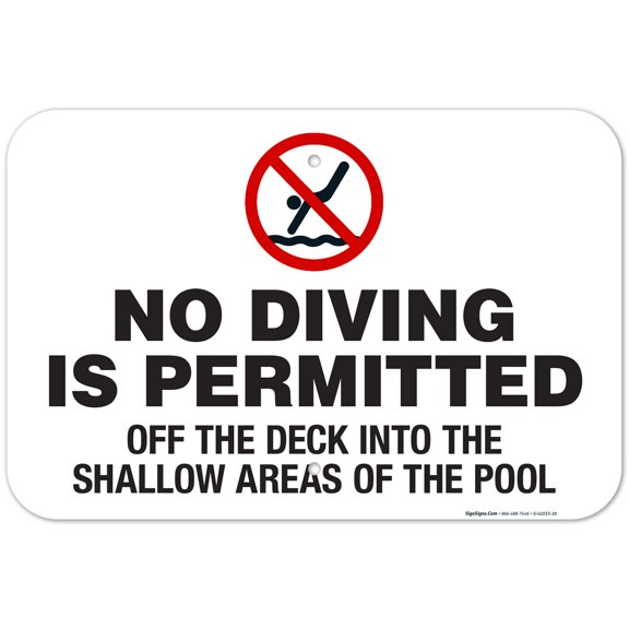 Connecticut No Diving Sign, Complies With State Of Connecticut Pool Safety Code, 12x18 Aluminum