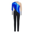 thumbnail image 4 of vastwit Girls Kids Metallic Bodysuit Color Block Gymnastics Leotard Figure Skating Jumpsuit Full Body Dance Unitard Royal Blue 6, 4 of 7