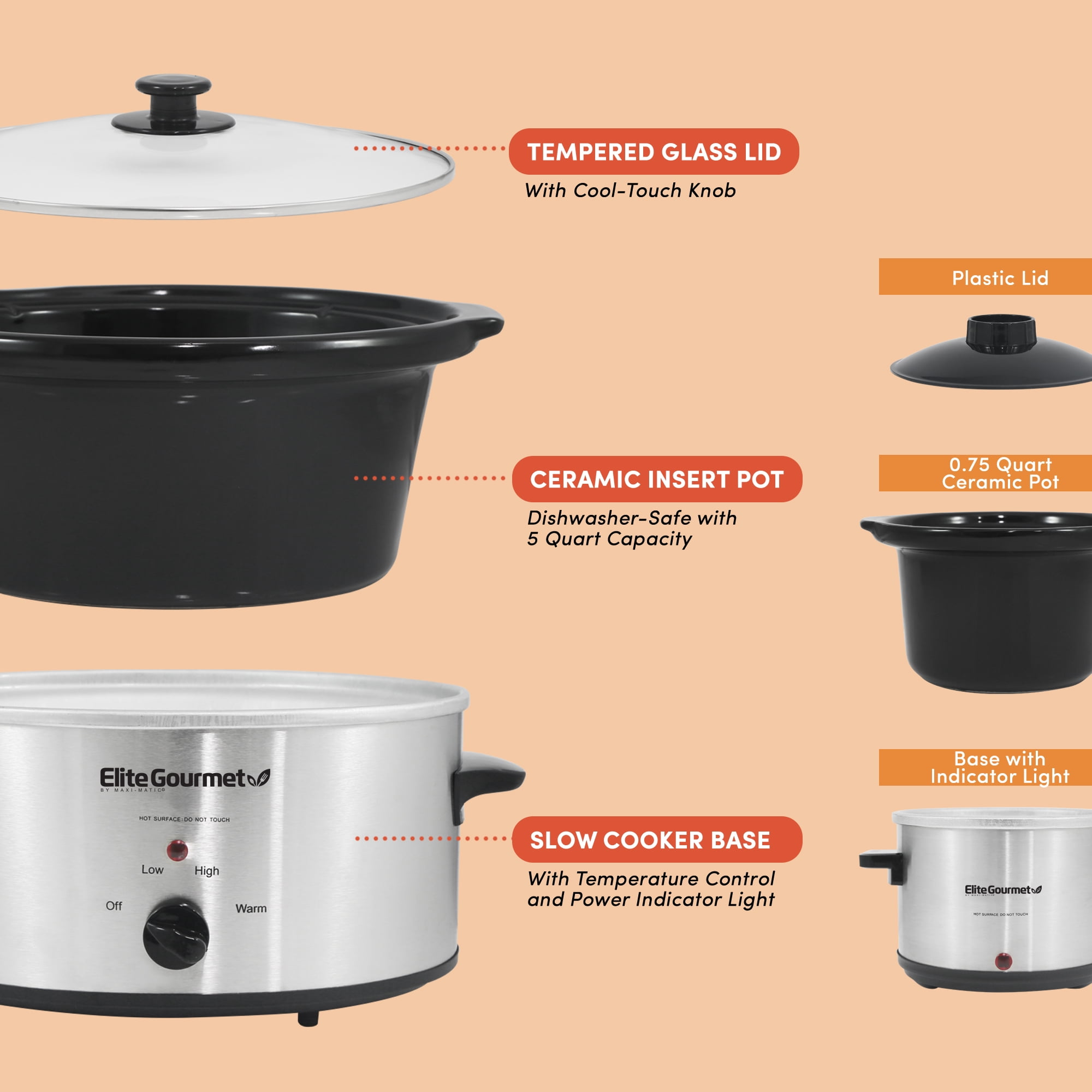 Cooks 5 Quart Slow Cooker with Mini Dipper
