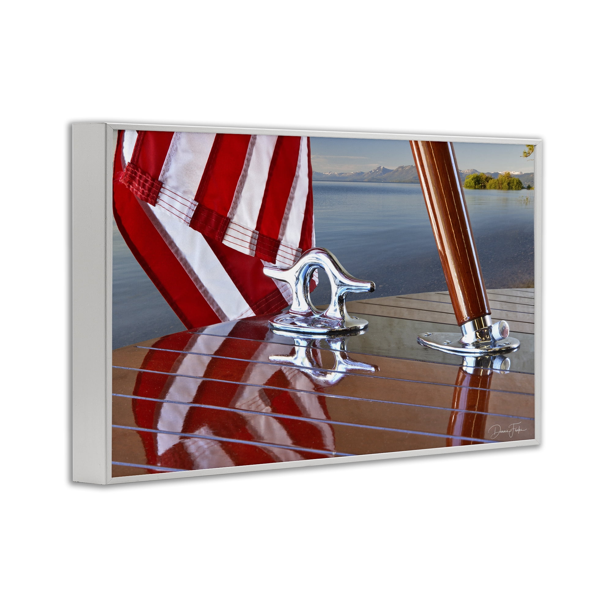 Stupell Industries Flag On Boat Hull Transportation Photography White Framed Art Print Wall Art, 30 x 20