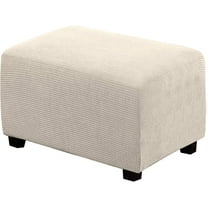 Ottoman Cover Slipcover Rectangle Fit Length 29"-34" Footrest Sofa Slipcovers Stool Cover Footstool Protector Covers Natural
