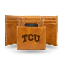College Rico Industries TCU Horned Frogs Brown Laser Engraved Trifold Laser Engraved Tri-Fold Wallet - Men's Accessory