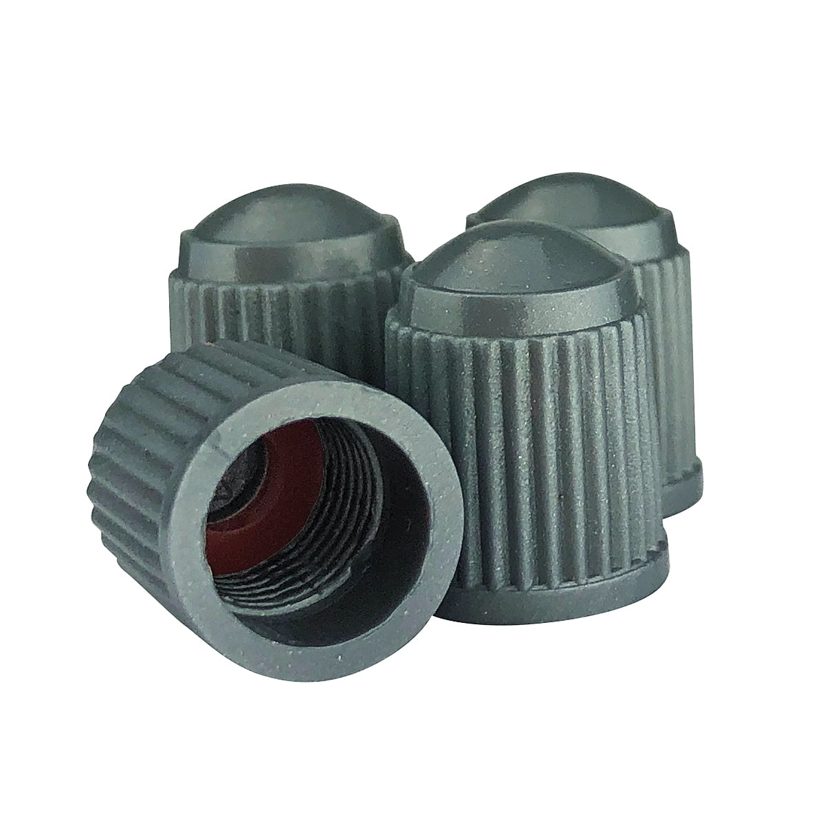 Set of 4 Gray Valve Stem Caps w/ inner seal for all Schrader type Valve