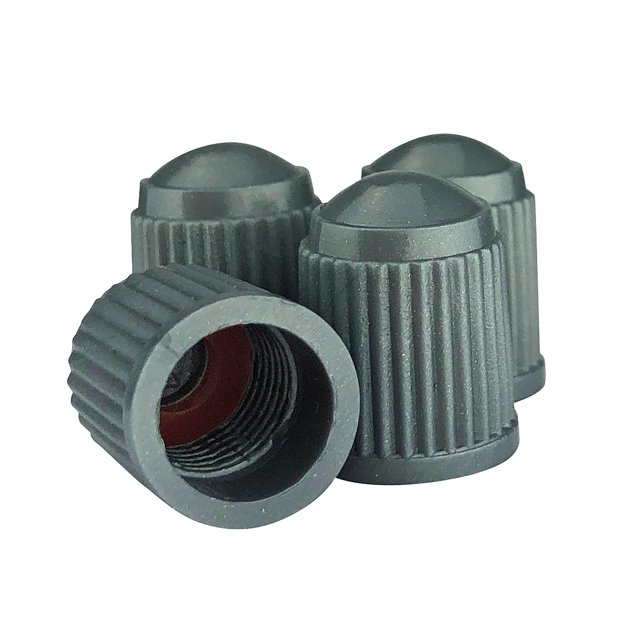 Set of 4 Gray Valve Stem Caps w/ inner seal for all Schrader type Valve
