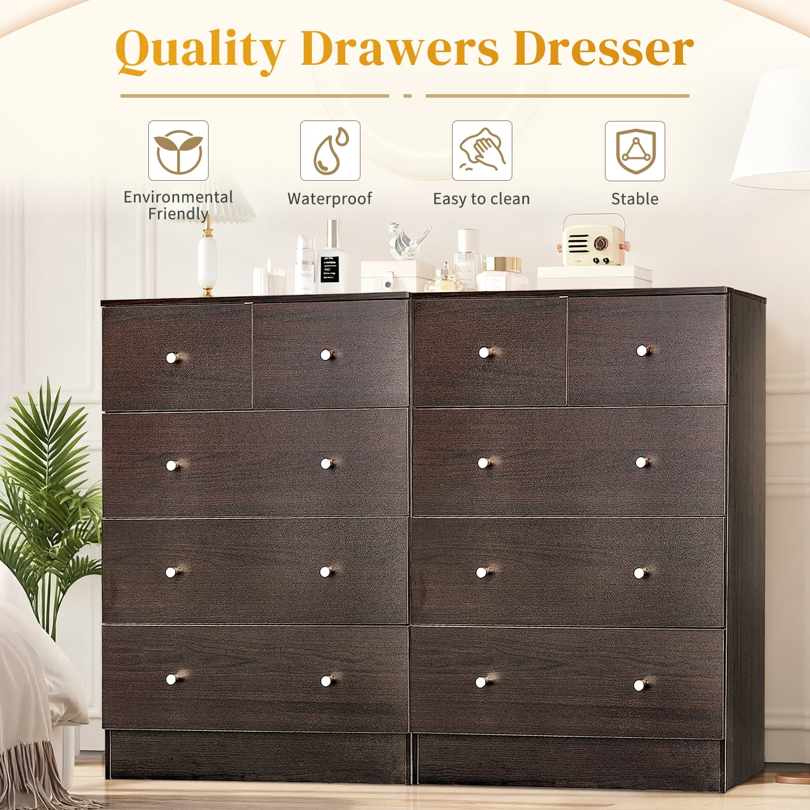 Ktaxon Large 5 Drawers Dresser Chests for Bedroom, Wood Chset of Drawers,Dressers Organizer for Bedroom, Living Room,Hallway, Brown
