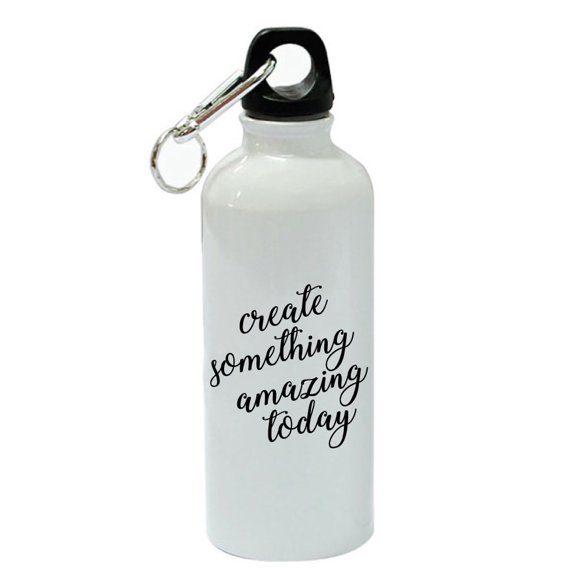 Create Something Amazing Today White Aluminum Sports 20 oz Water Bottle