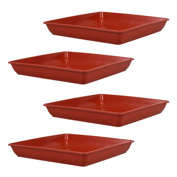 WRITWAA 4-Pack Plastic Square Flower Pot Saucers with Raised Bottom for Indoor Plant Drainage and