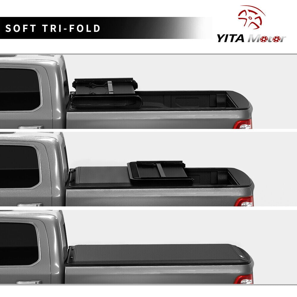 RVNI 5.8 ft Soft Tri-Fold Truck Bed Tonneau Cover for 2014-2018 Chevy Silverado/GMC Sierra 1500 WaterProof