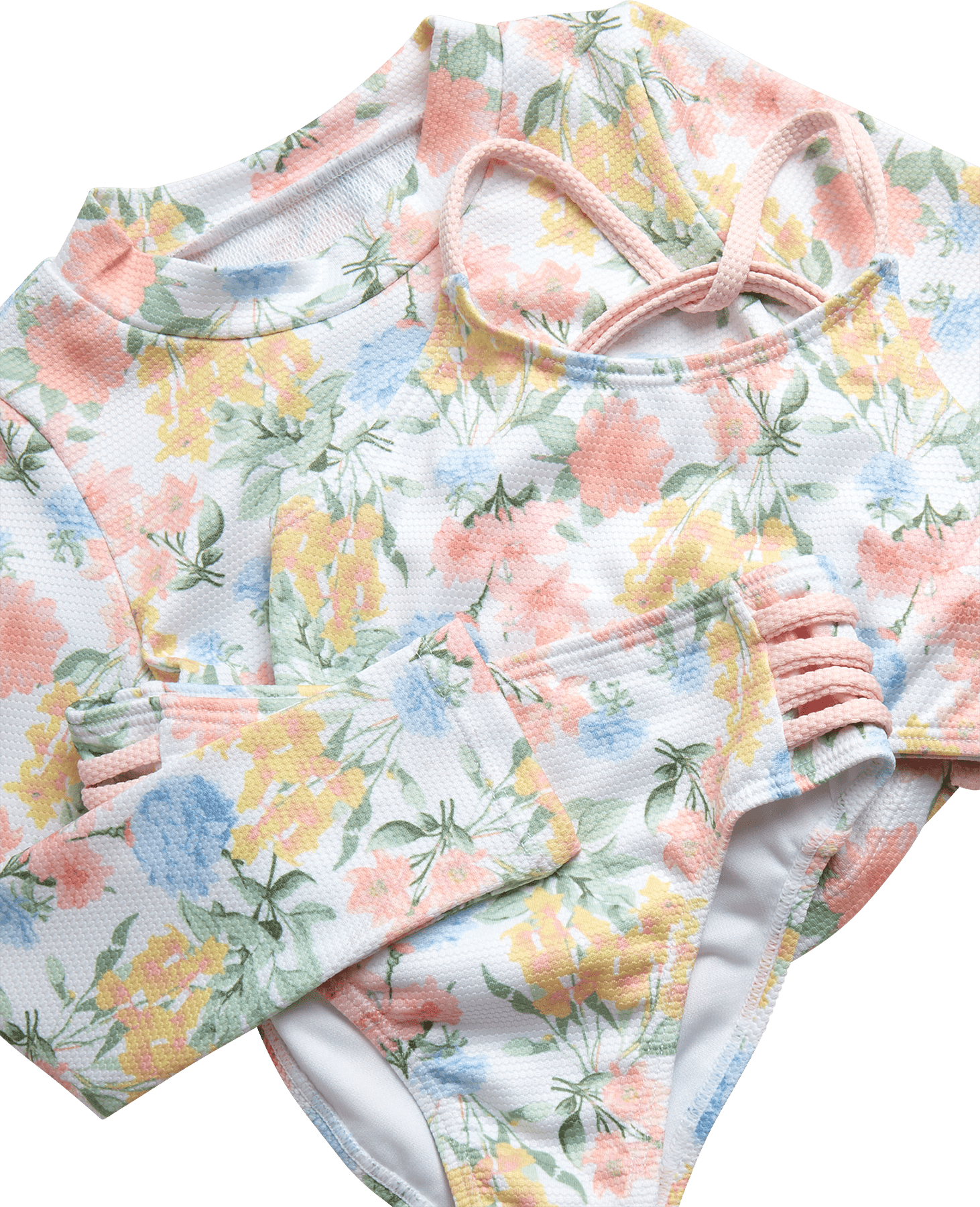 Jessica Simpson Girls' Three-piece Bikini Swimsuit Set with Rashguard, Sizes 4-16