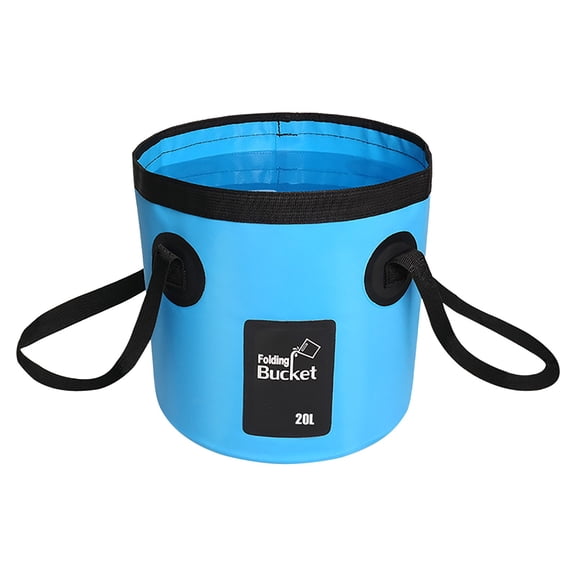 5 Gallon Collapsible Folding Bucket, Lightweight Portable Water Container with Sturdy Handles for Fishing Camping Gardening and Outdoor Travel Gear, Sky Blue