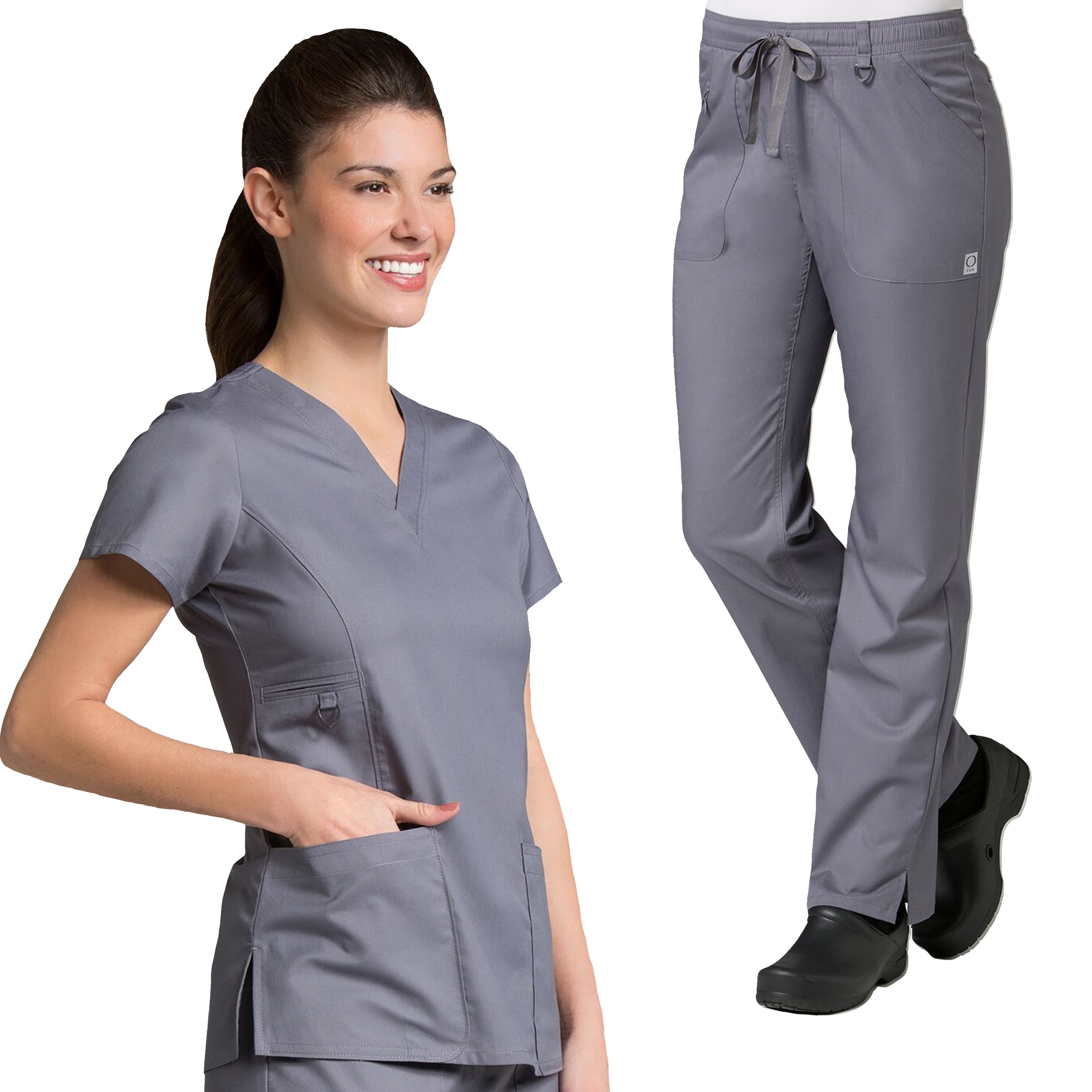 Maevn Maevn Eon Women's Active VNeck Pocket Scrub Top & Full Elastic Zipper Pocket Cargo