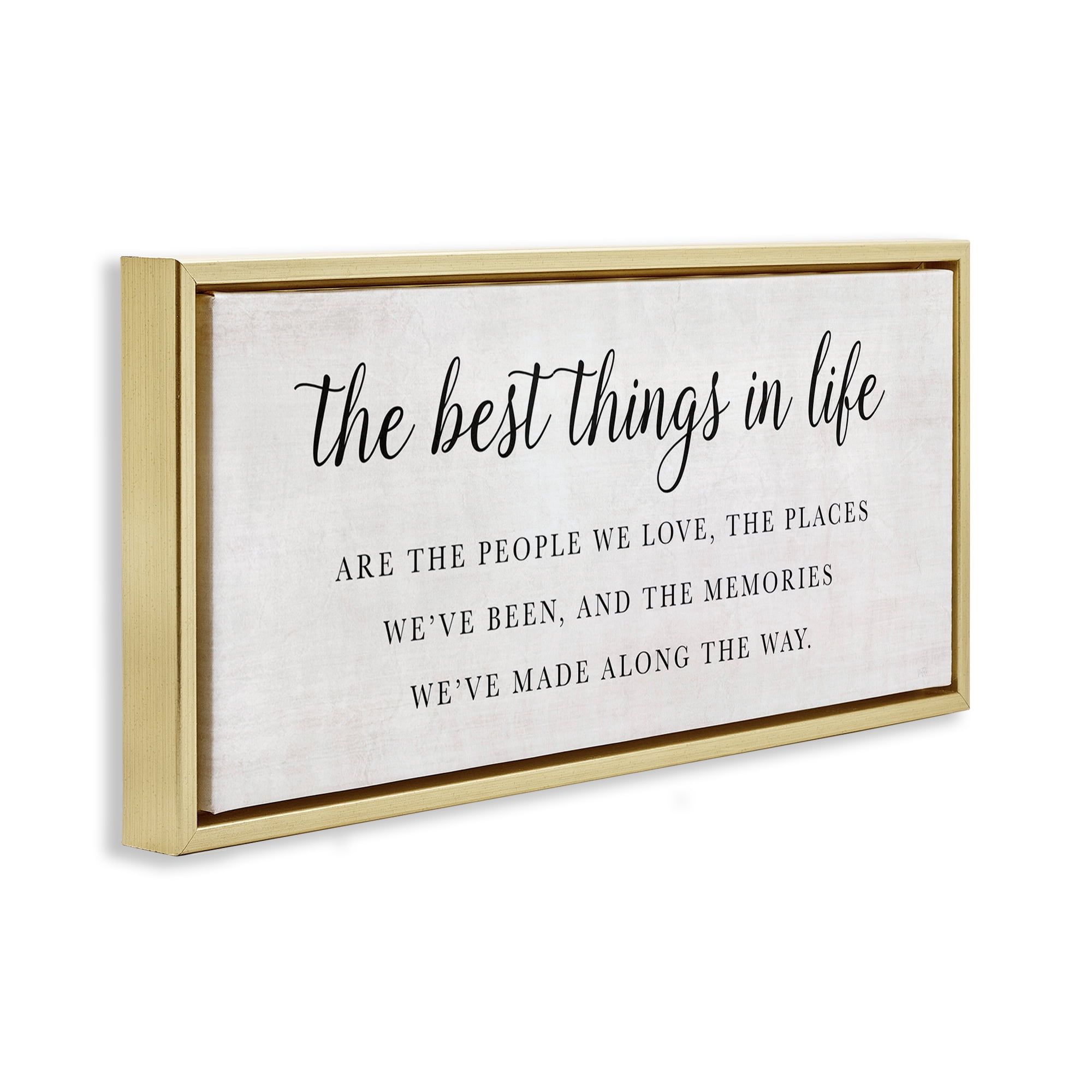 Stupell Industries Best Things In Life Uplifting Gold Framed Floater Canvas Wall Art, design by Natalie Carpentieri