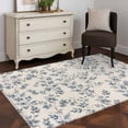 thumbnail image 3 of 3'x5' Rug for Living Room Bedroom, Navy Blue Leaves Washable Area Rugs Non-Slip Carpet Mats, Vintage Summer Botanical Farmhouse Rustic Indoor Low Pile Area Rug Runner for Kitchen, Mudroom, 3 of 8