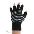 thumbnail image 5 of SPRING PARK Unisex USB Electric Heating Warm Half Finger Knit Gloves Stretchy Women Men Winter Stripe Warmer Knitted Mittens Fingerless, 5 of 7