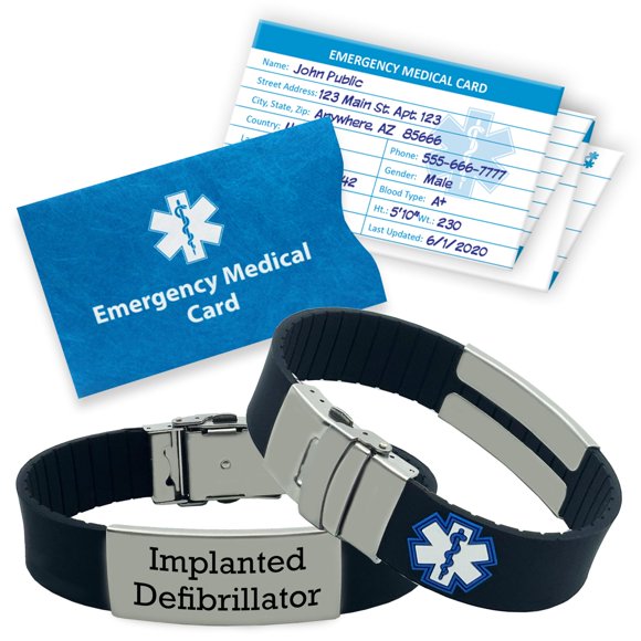 Implanted Defibrillator Medical Alert ID Bracelet for Men and Women – Customizable Black Design, Easily Cut to Size for a Perfect Fit