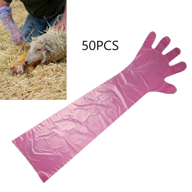 50 Piezas Guantes Desechables Guante Veterinario Para Caza Pesca Limpieza Acuarios Rojo