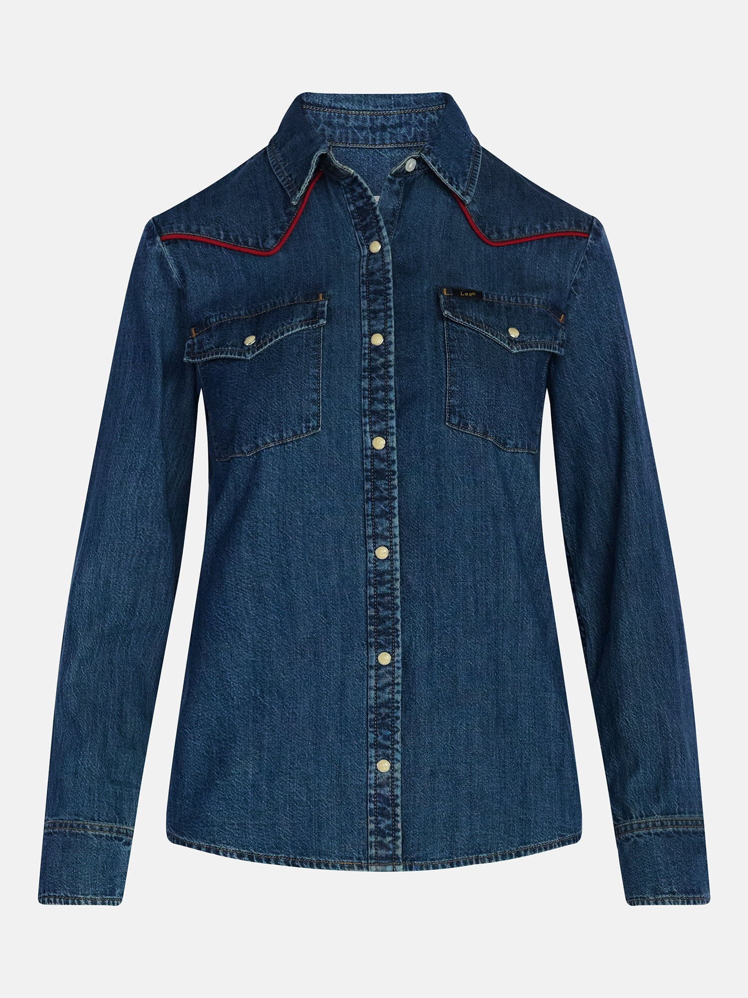 Kacey Lee Women's Denim Western Shirt with Piping, Sizes XS-XXL