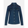 thumbnail image 5 of Kacey Lee Women's Denim Western Shirt with Piping, Sizes XS-XXL, 5 of 5