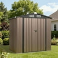 thumbnail image 2 of BaPiPro 6' x 4' Outdoor Storage Shed, Metal Tool Shed with Lockable Door for Backyard, Garden, Patio, Brown, 2 of 7