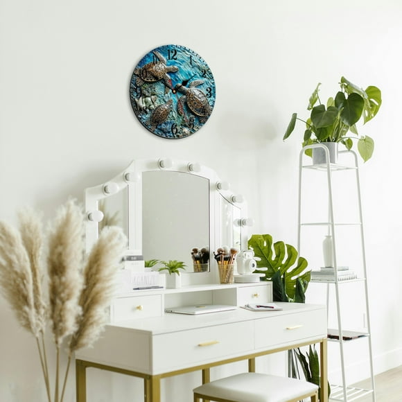 Oliegs Ocean Animal Wall Clock For Living Room Bedroom 24 Hour Display Dense Wooden Board Modern Decorative Hanging Clock