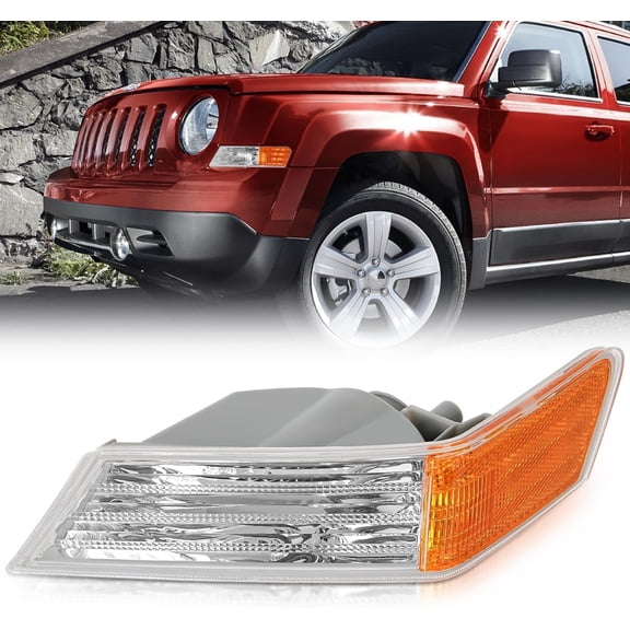 Nilight Front Turn Signals Light Clear Amber Lens Parking Light Day Running Light Side Marker Light Compatible with 2007-2017 Jeep Patriot Driver Side