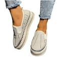 thumbnail image 3 of Miluxas Women's Rhinestones Platform Slip on Sneakers Casual Cute Walking Shoes Non-Slip Comfortable Dress Flat Loafers White 9.5(43), 3 of 9