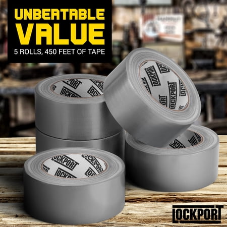 Lockport Silver Duct Tape Strong Flexible Waterproof 5 Roll 1.88 Inch x 30 Yards