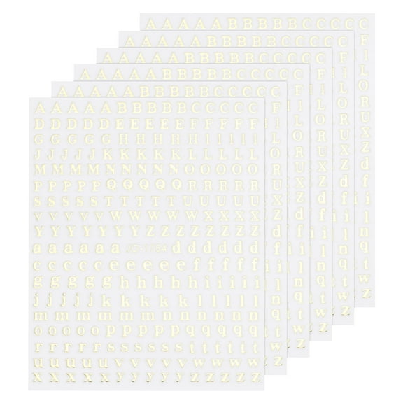 Uxcell Letter Nail Stickers 6 Sheets, Self-Adhesive 3D Laser Alphabet Nail Stickers for DIY Nail Decorations, Gold