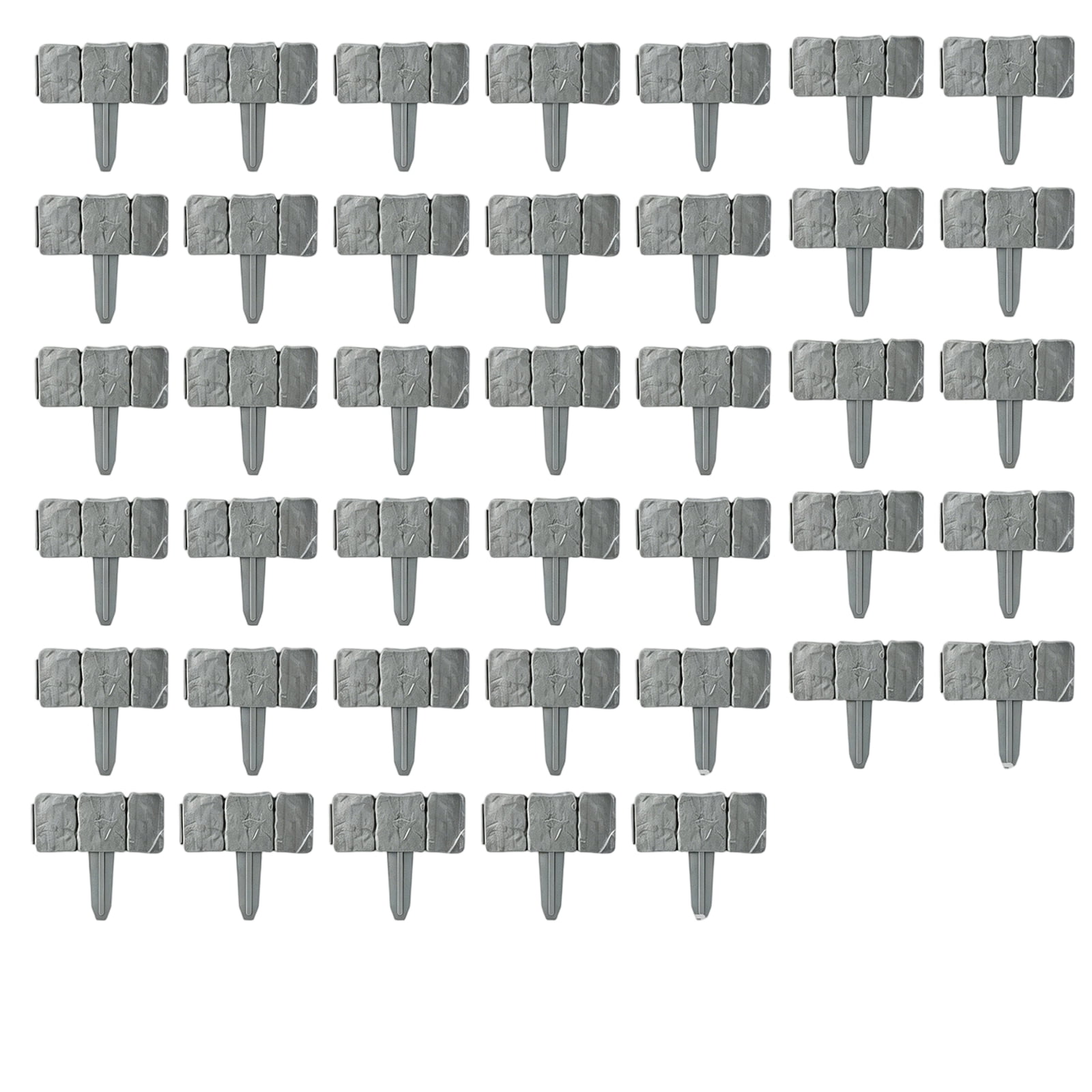 40PCS Imitation Stone Garden Fence, Faux Stone No-Dig Landscape Edging, 10-ft., Plastic Gray