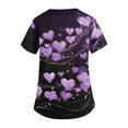thumbnail image 4 of Womens Valentines Scrub Tops Plus Size Loose Short Sleeve Cute Love Heart Printed Scrub Shirts Casual V Neck Scrubs Nursing Workwear Medical Nurse Uniform with Pockets Purple 4XL, 4 of 5