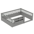 thumbnail image 5 of URTR Full Floor Bed with Heightened Fence & Bookshelf, Solid Wood Floor Beds Frame, No Box Spring Needed for Compact Spaces, Gray, 5 of 10