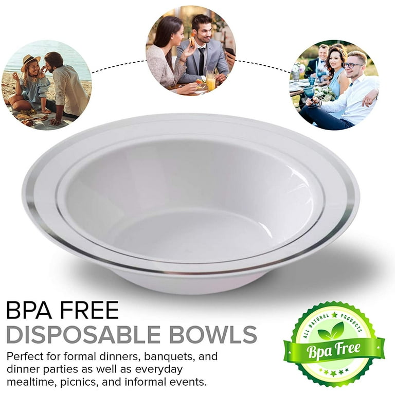 Stock Your Home 12 Oz Fancy Disposable Dinner Bowls for Holidays, Part