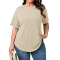 thumbnail image 2 of Fantaslook Womens Plus Size Tops Crewneck Short Sleeve Shirts Casual Loose Tunic Tops Curved Hem Summer Blouses, 2 of 7